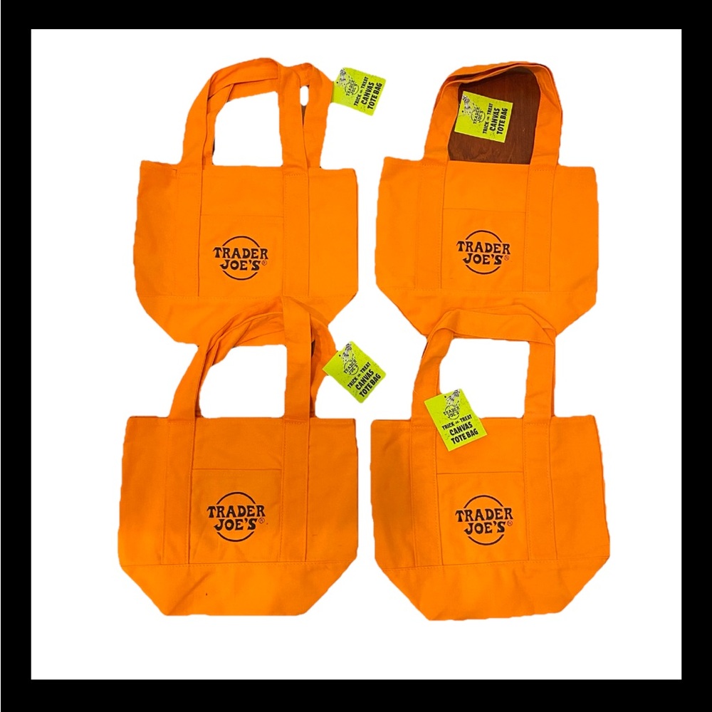 Trader Joes Mini Canvas Tote Bag Set Of 4 Hallowe… - image 1